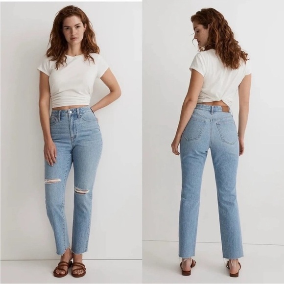 Madewell Curvy Perfect Vintage Jeans Bradwell Wash Raw Fray Hem Distressed Sz 27 - Picture 3 of 14